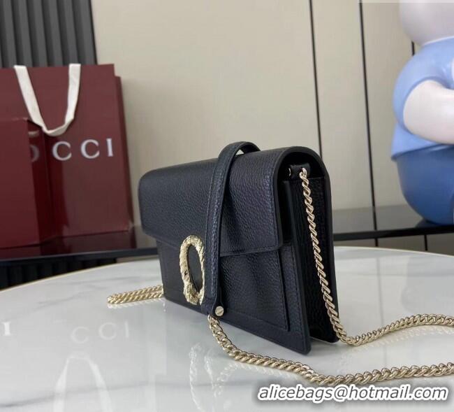 Low Cost Gucci Dionysus wallet on chain in grainy leather 837373 Black 2025