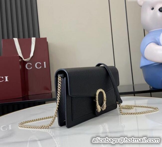 Low Cost Gucci Dionysus wallet on chain in grainy leather 837373 Black 2025