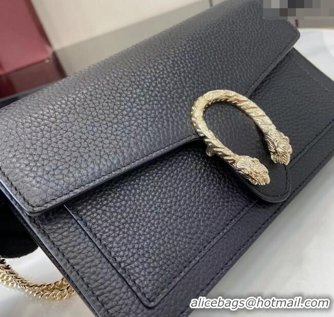 Low Cost Gucci Dionysus wallet on chain in grainy leather 837373 Black 2025