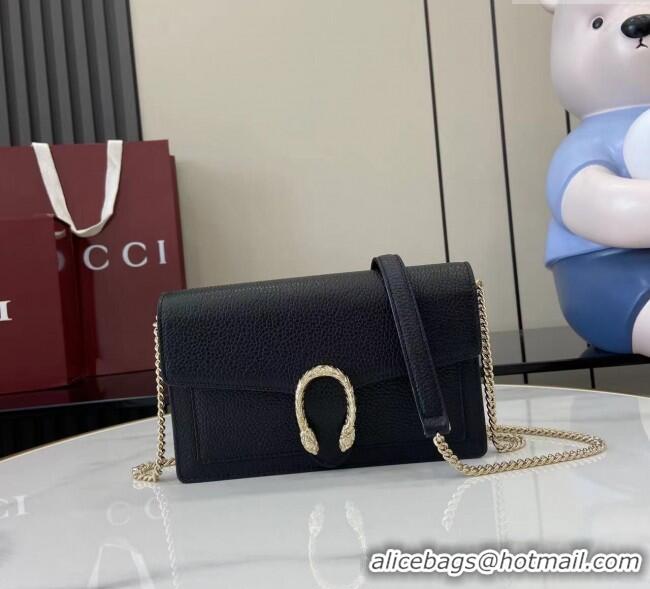 Low Cost Gucci Dionysus wallet on chain in grainy leather 837373 Black 2025