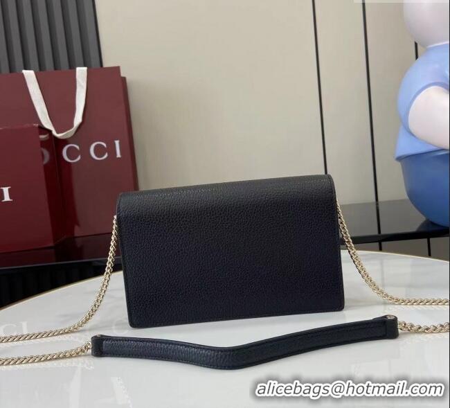 Low Cost Gucci Dionysus wallet on chain in grainy leather 837373 Black 2025