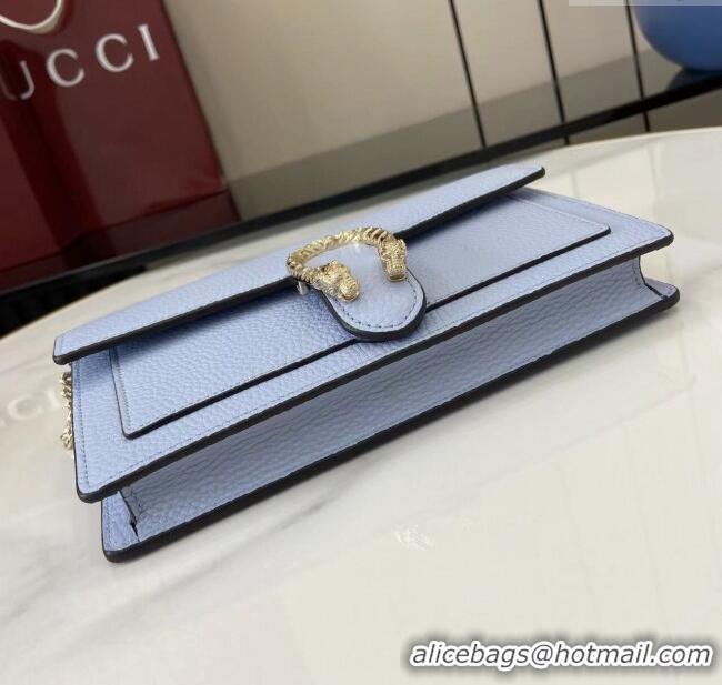 Luxury Cheap Gucci Dionysus wallet on chain in grainy leather 837373 Light Blue 2025