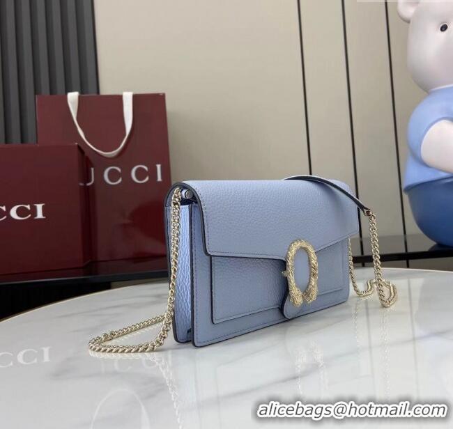 Luxury Cheap Gucci Dionysus wallet on chain in grainy leather 837373 Light Blue 2025
