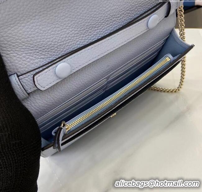Luxury Cheap Gucci Dionysus wallet on chain in grainy leather 837373 Light Blue 2025