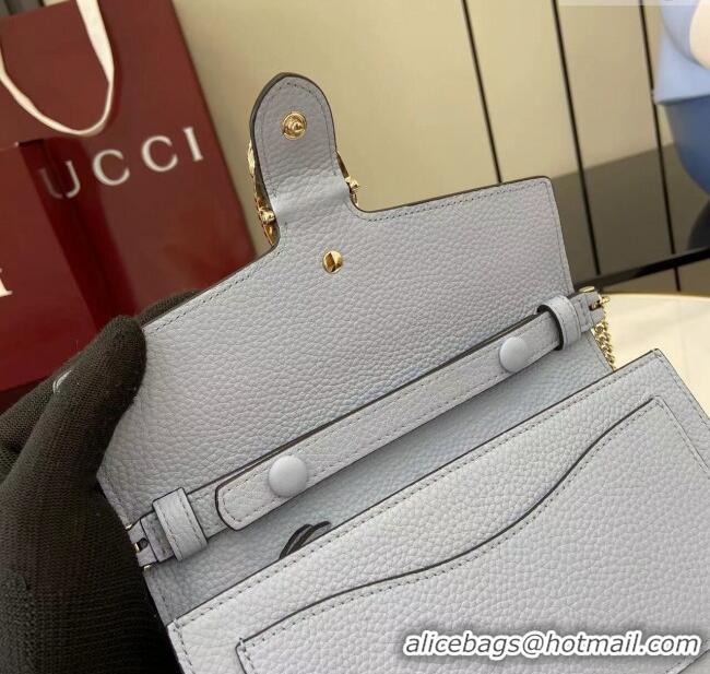 Luxury Cheap Gucci Dionysus wallet on chain in grainy leather 837373 Light Blue 2025