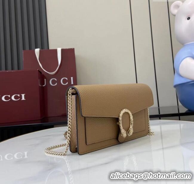 Top Grade Gucci Dionysus wallet on chain in grainy leather 837373 Beige 2025