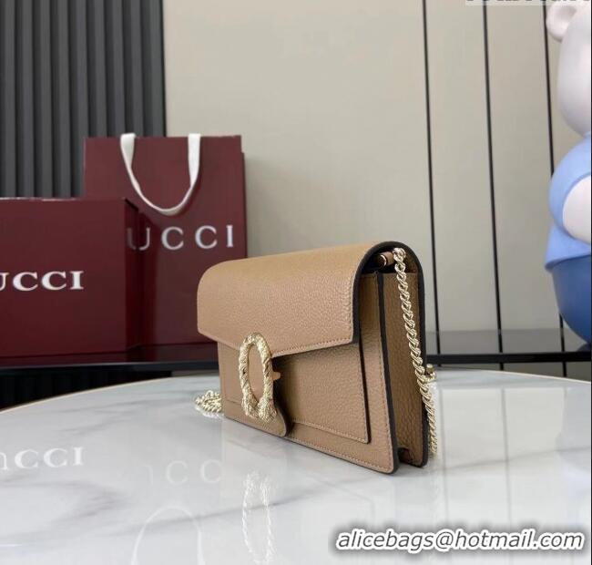 Top Grade Gucci Dionysus wallet on chain in grainy leather 837373 Beige 2025