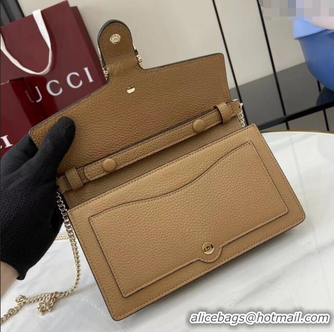 Top Grade Gucci Dionysus wallet on chain in grainy leather 837373 Beige 2025