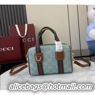 Promotional Gucci Mini GG Denim handbag 859975 Light Blue 2025