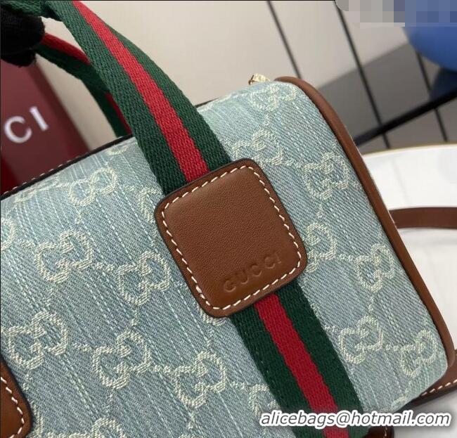 Promotional Gucci Mini GG Denim handbag 859975 Light Blue 2025