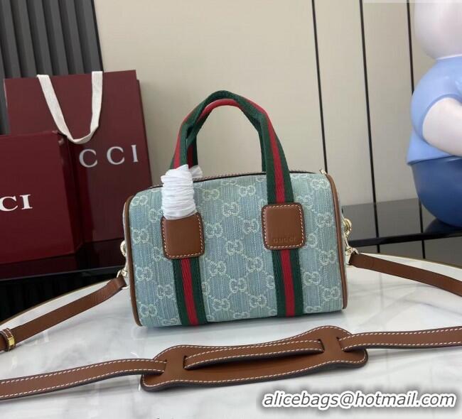 Promotional Gucci Mini GG Denim handbag 859975 Light Blue 2025