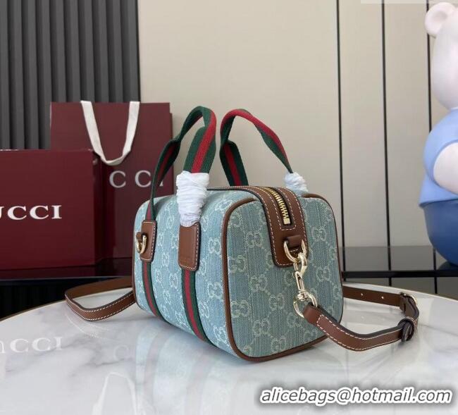Promotional Gucci Mini GG Denim handbag 859975 Light Blue 2025