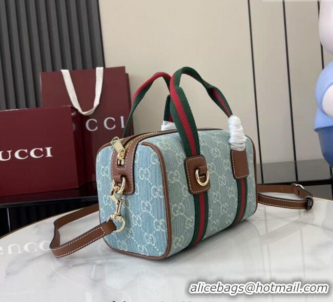 Promotional Gucci Mini GG Denim handbag 859975 Light Blue 2025