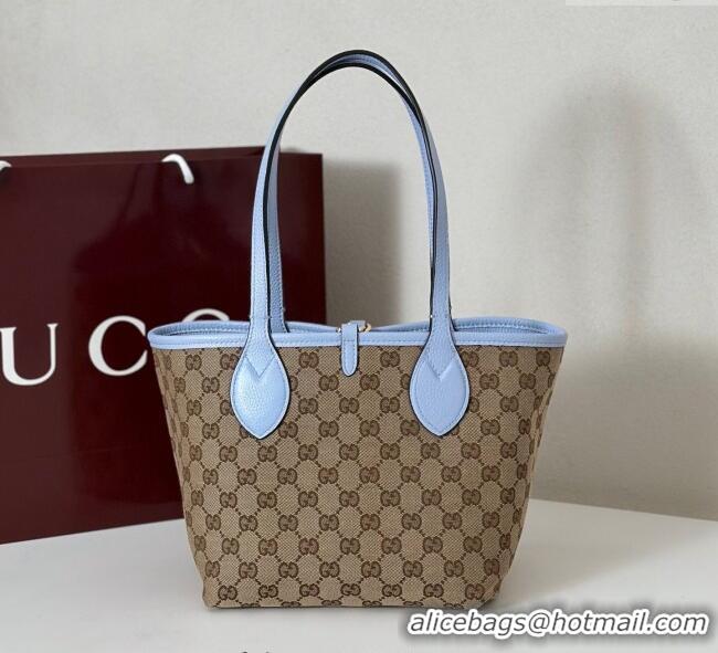 Famous Brand Gucci Totissima small reversible tote bag 839124 Light Blue 2025