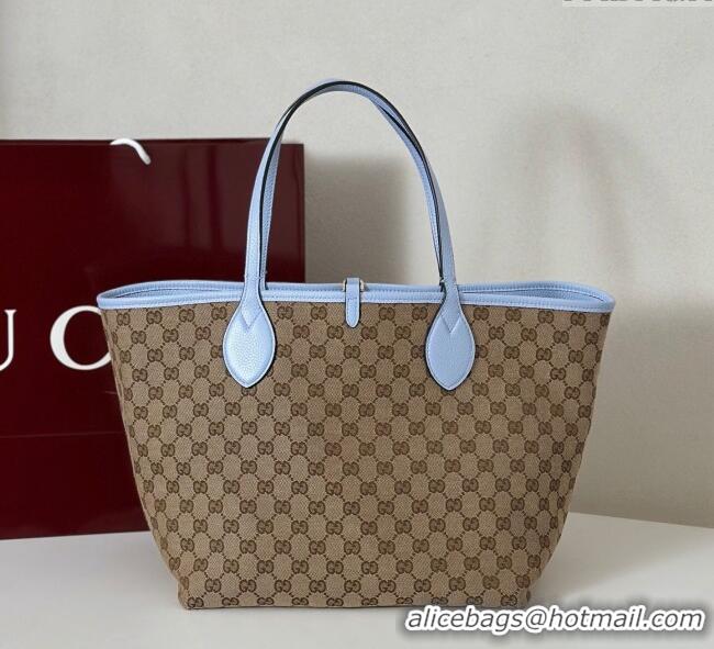 Top Grade Gucci Totissima Large reversible tote bag 839112 Light Blue 2025