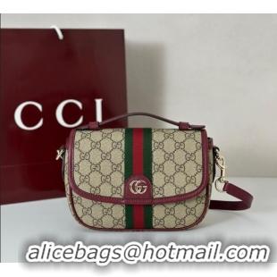 Luxury Cheap Gucci Ophidia GG Canvas small top handle bag 836843 Ancora Red 2025