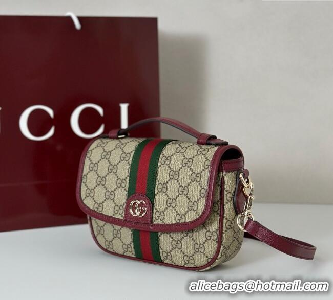 Luxury Cheap Gucci Ophidia GG Canvas small top handle bag 836843 Ancora Red 2025