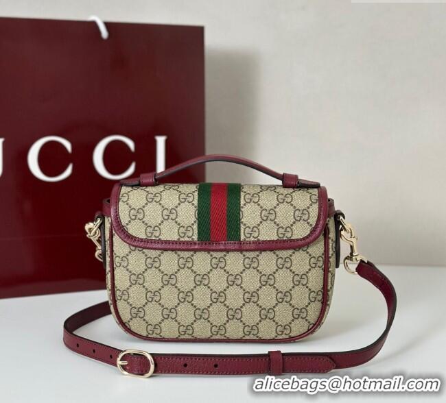 Luxury Cheap Gucci Ophidia GG Canvas small top handle bag 836843 Ancora Red 2025