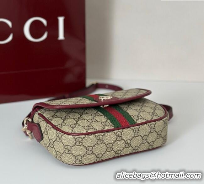 Luxury Cheap Gucci Ophidia GG Canvas small top handle bag 836843 Ancora Red 2025