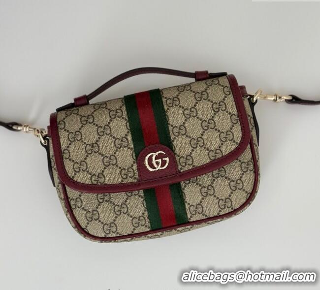 Luxury Cheap Gucci Ophidia GG Canvas small top handle bag 836843 Ancora Red 2025