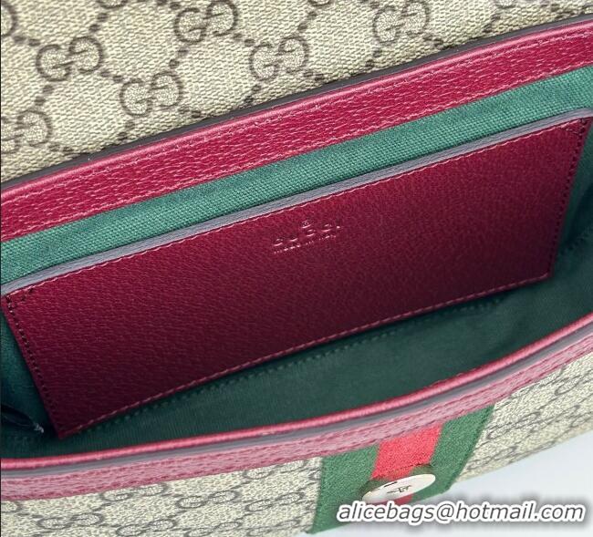 Luxury Cheap Gucci Ophidia GG Canvas small top handle bag 836843 Ancora Red 2025