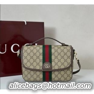 New Design Gucci Ophidia GG Canvas medium top handle bag 836842 Brown 2025