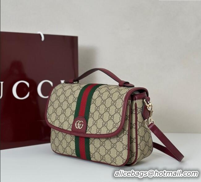 Best Price Gucci Ophidia GG Canvas medium top handle bag 836842 Ancora Red 2025