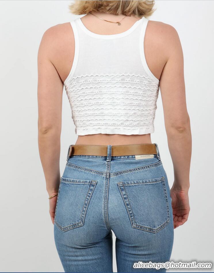 ​Best Price Chanel Ribbed Cropped Tank Top In Cotton CH84120 White