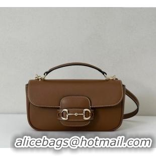 Buy Discount Gucci Horsebit 1955 Leather Small Top Handle Bag 815206 Brown 2025