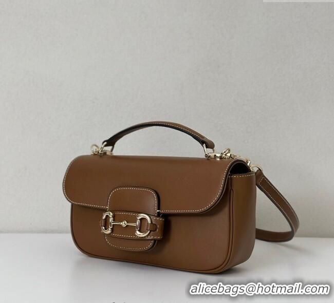 Buy Discount Gucci Horsebit 1955 Leather Small Top Handle Bag 815206 Brown 2025