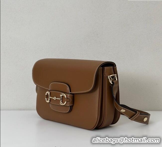 Original Cheap Gucci Horsebit 1955 Leather Soft Small Shoulder Bag 815178 Brown 2025