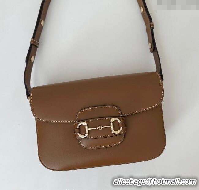 Original Cheap Gucci Horsebit 1955 Leather Soft Small Shoulder Bag 815178 Brown 2025