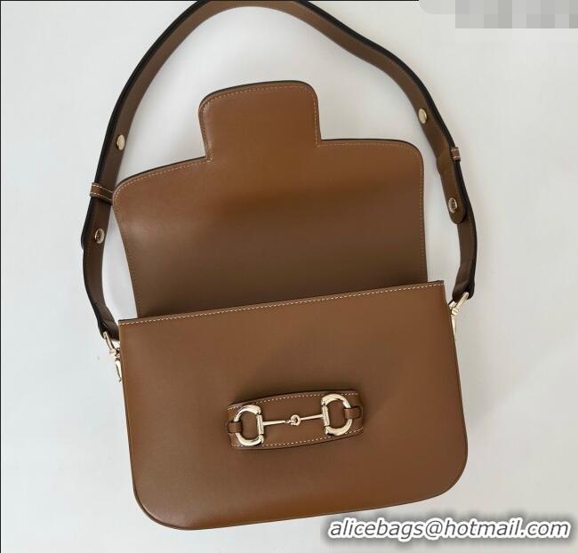 Original Cheap Gucci Horsebit 1955 Leather Soft Small Shoulder Bag 815178 Brown 2025