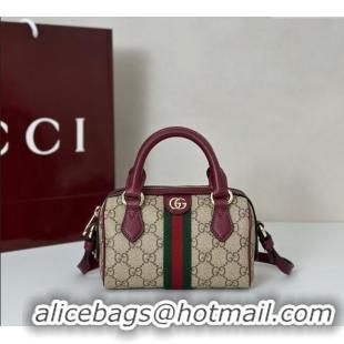 Top Design Gucci Ophidia GG Canvas mini boston bag 838478 Ancora Red 2025