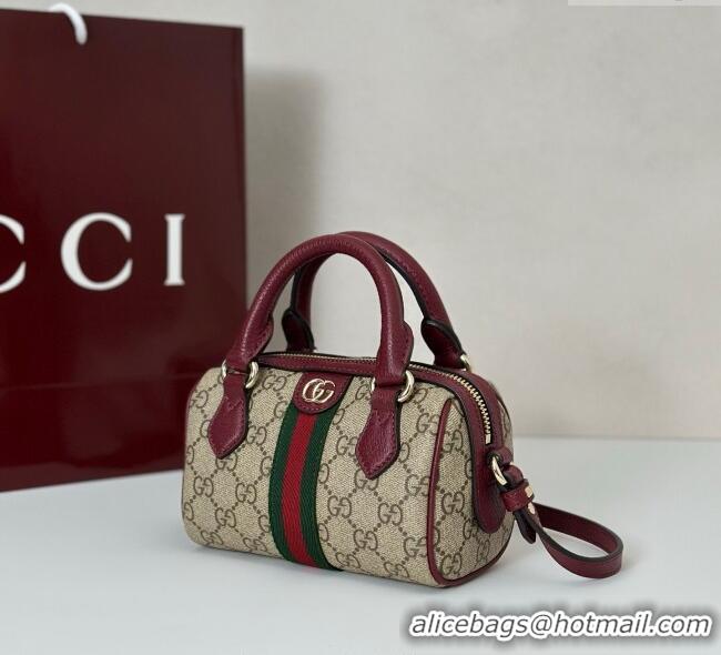Top Design Gucci Ophidia GG Canvas mini boston bag 838478 Ancora Red 2025