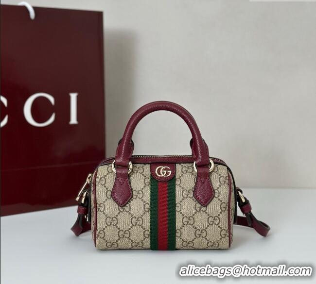 Top Design Gucci Ophidia GG Canvas mini boston bag 838478 Ancora Red 2025