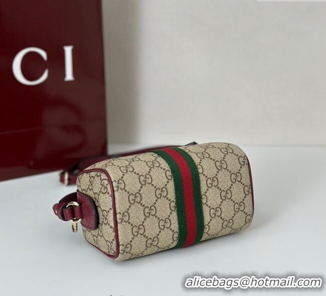 Top Design Gucci Ophidia GG Canvas mini boston bag 838478 Ancora Red 2025