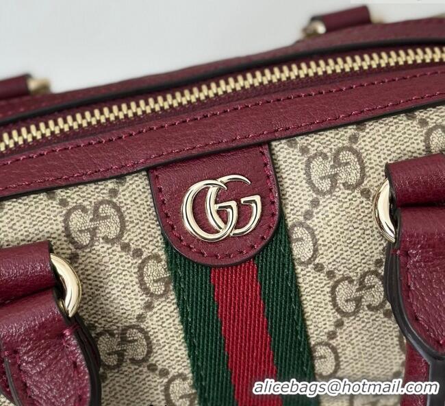Top Design Gucci Ophidia GG Canvas mini boston bag 838478 Ancora Red 2025