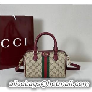 Famous Brand Gucci Ophidia GG Canvas small boston bag 841294 Ancora Red 2025