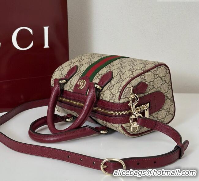 Famous Brand Gucci Ophidia GG Canvas small boston bag 841294 Ancora Red 2025