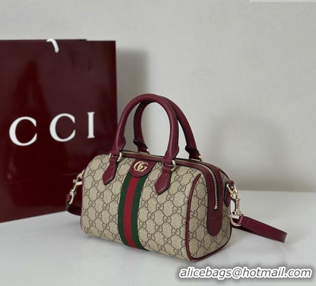 Famous Brand Gucci Ophidia GG Canvas small boston bag 841294 Ancora Red 2025