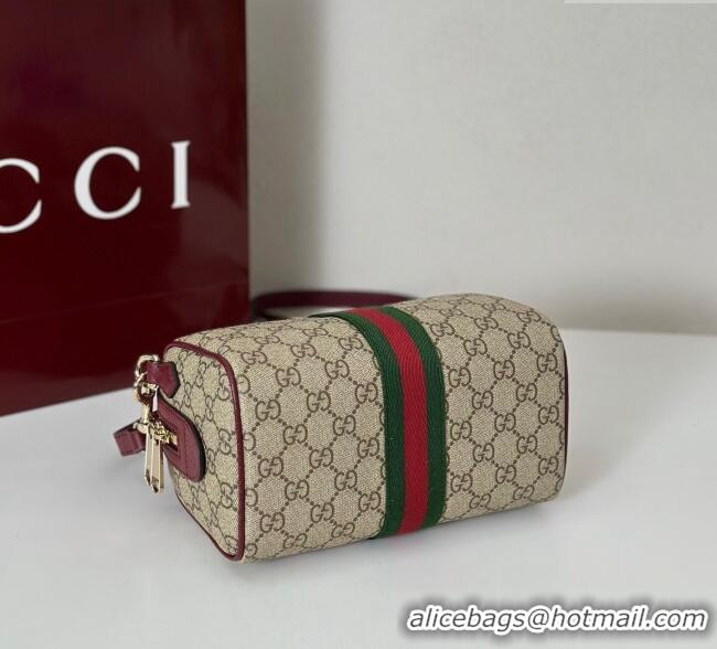 Famous Brand Gucci Ophidia GG Canvas small boston bag 841294 Ancora Red 2025