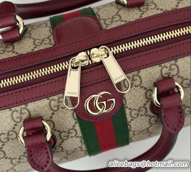 Famous Brand Gucci Ophidia GG Canvas small boston bag 841294 Ancora Red 2025