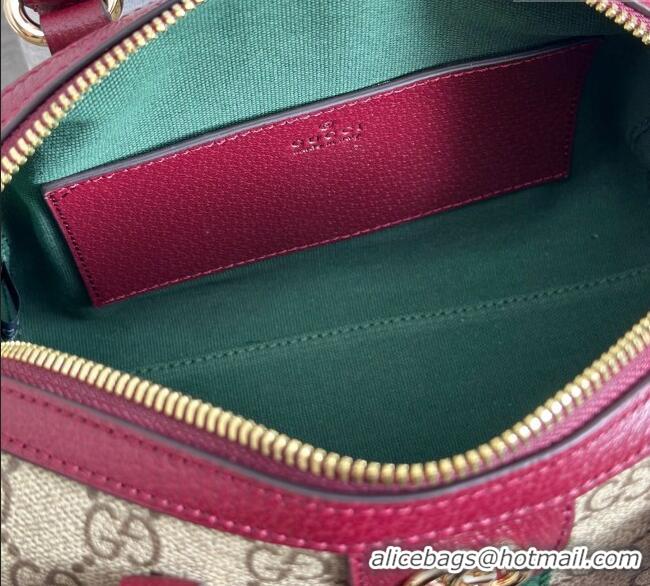 Famous Brand Gucci Ophidia GG Canvas small boston bag 841294 Ancora Red 2025