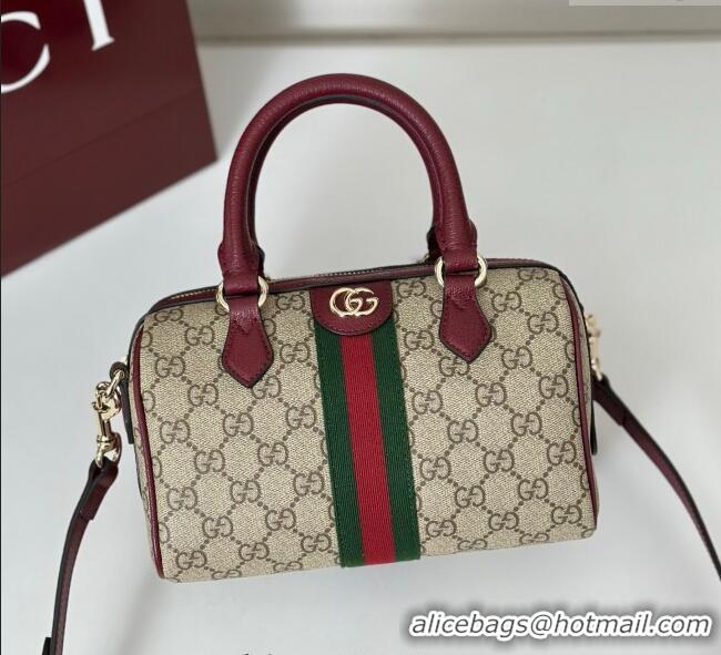 Famous Brand Gucci Ophidia GG Canvas small boston bag 841294 Ancora Red 2025