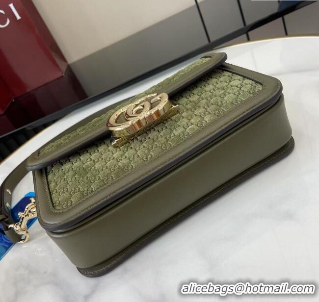 Top Quality Gucci Go Suede small shoulder bag 826761 Forest Green 2025