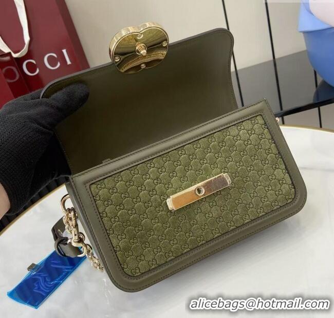 Top Quality Gucci Go Suede small shoulder bag 826761 Forest Green 2025