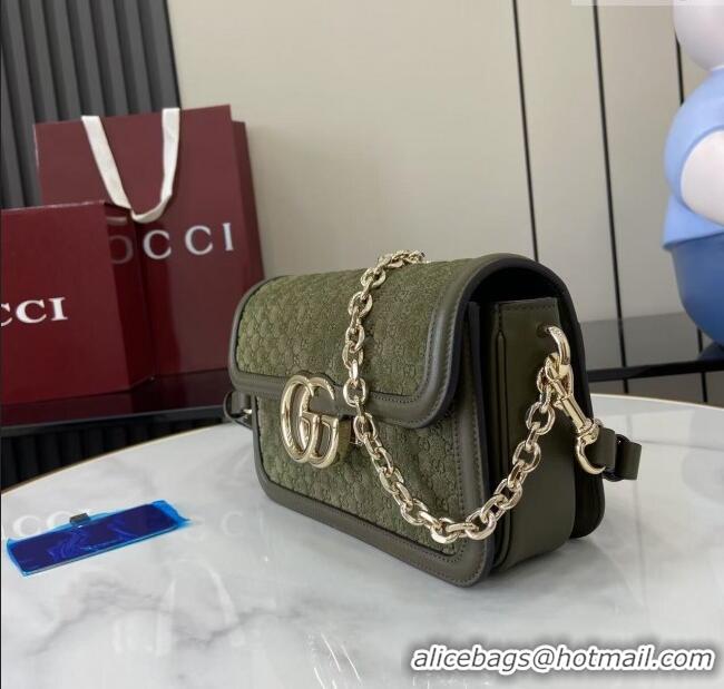 Top Quality Gucci Go Suede small shoulder bag 826761 Forest Green 2025