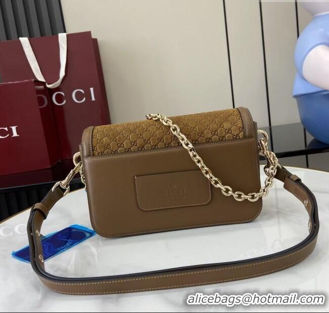 Top Quality Gucci Go Suede small shoulder bag 826761 Brown 2025