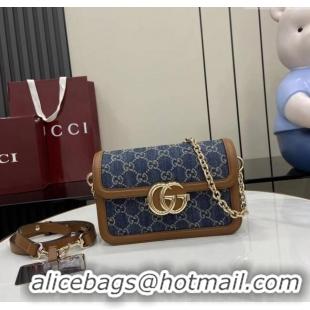 Super Quality Gucci Go GG Denim small shoulder bag 826761 Blue 2025